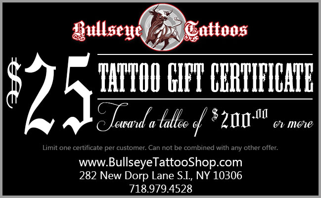 Gift Certificates Promotions Bullseye Tattoo Shop